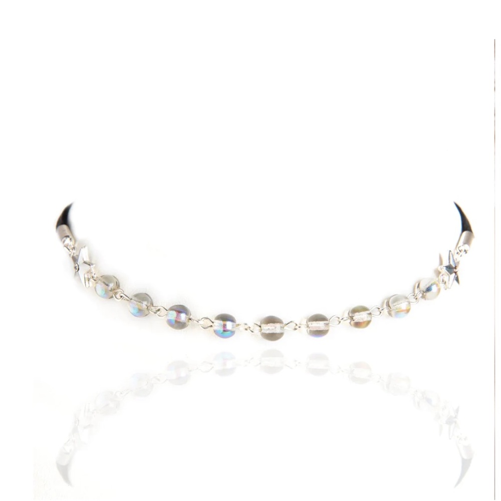 Oh My Stars 6mm Beaded Leather Choker - Moonlight & Champagne
